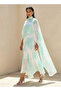 PRINTED FABRIC MIX MAXI DRESS