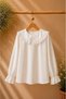 White Baby Collar Scallop Lace Crepe Blouse