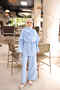 Baby Blue Shawl Detailed Tunic and Trousers Set - 2