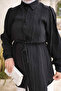 Black Tunic Shirt with Tie at the Waist - 4