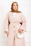 Gold Buttoned Lace-Up Long Kimono Beige - 2