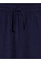 Navy Blue Plus Size Linen Blend Women's Trousers - 2