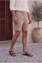 Men's Beige Muslin Fabric Look Woven Shorts Summer Efil Efil with Back Pockets - 8