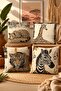 Drawing African Animals Patterned 4-Piece Throw Pillow Cover Set