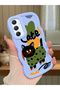 Samsung Galaxy A34 5g Compatible Case Camera Protector Blue Silicone Couple Phone Case Cat Pattern