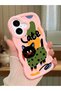 iPhone 16 Plus Compatible Case with Camera Protector Pink Silicone Couple Phone Case Cat Pattern