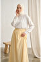 Viscose Fabric Elastic Waist Striped Skirt 0348-08 Yellow - 3