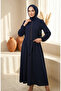 Button Detailed Elastic Sleeves Hijab Double Set 2288-05 Navy Blue - 3