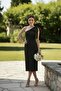 One-Shoulder Midi Mermaid Evening Dress Strapless Look Slit Wedding Party Dress - 2