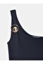 90270 Accessory Detailed Midi Knitwear Dress-Deep Blue - 7