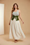 Large Size Khaki Women's Belt Corset Style Thick Leather Design - 7