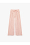 Comfortable Fit Cotton Wide-Legged Striped Trousers with Tie Waist
