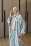 Women's Tulle Floral Embroidered Linen Bat Sleeve Suit - 2