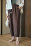 Women's Pants with Double Pocket Detail on the Back, Elastic Waist and Laces, Brown - 4