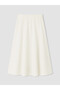 Ecru Elastic Waist Gabardine Flared Skirt - 3