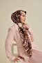 وشاح حريري من التويل بنمط تجريدي بلون بني حار 90x90 - 2