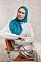 وشاح ناعم من القطن والبوليستر بنمط زهور الزنبق باللون الأزرق الفاتح 90×90 - 3