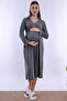 Adjustable Waist Elastic with Hijab and Breastfeeding Feature Maternity Set Effortt - Smoked - 6