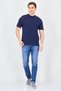 Men Crew Neck Short Sleeve Textured T-Shirt, Navy - 2
