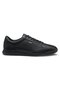 Men's Comfortable Sole Lace-Up Leather Flat Sole Black Sneaker