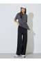 Black Wide Leg Jeans With Elastic Waistband