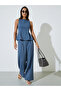 Blue Striped Wide Leg Pants
