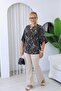 Plus Size Blouse with Flounce Sleeves and Accessory Detail at the Collar - 3