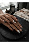 Handmade Press-On Nails Set - Gothic Y2K Black & White Croc Print French Tip Starburst Almond Custom Gel Nails