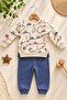 Baby boy car patterned ribbed top and bottom set 3-6-9-12 months old