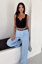 Women's High Waist Linen Look Palazzo Trousers - 3