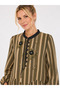 50% Viscose % Modal Floral Detailed Striped Lined Dress - 2