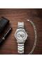 Men's Wristwatch with Bracelet Gift Metal Cord Steel Case Analog Quartz Chronograph Look Silver Re