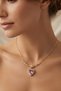 Women's Gold Color Heart Figured Pink Zircon Stone Stainless Steel Necklace - 2