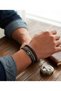Unisex Combination Pu Leather Bracelet Black Steel Mesh Leather Bracelet Casual Stylish Design Adjustable Magnetic Clip Bl29 - 2