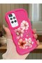 Redmi 10 Compatible Case Camera Protector Red Silicone Couple Phone Case Floral Pattern