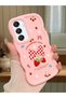 Samsung Galaxy A16 Compatible Case Camera Protector Pink Silicone Couple Phone Case Strawberry Pattern