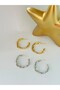 Crushed Detail Hoop Earrings (Steel) Silver