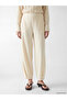 Ecru Textured Women's Trousers with Elastic Waist - 2