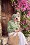 وشاح ناعم بلون الحصى الأخضر النعناعي