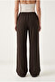 Women's New George Linen Blend Loose Fit Woven Brown Trousers - 5