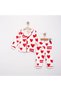 100% Cotton Long Sleeve Buttoned Seasonal Heart Patterned Soft Textured Bottom and Top Baby Girl Pajama Set - 2