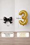 Black Bow & Gold 3 Number Foil Balloon Set - 2