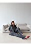 Women's Denim Fabric Embroidered Front Oversize Shirt and Pants Set - 4
