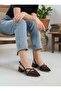 Women's Patent Leather Heeled Slingback Shoes – Pointed Toe Double Buckle Stylish Classic Model – Black / White / Burgundy / Beige / Coffee - 4