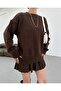 Women's Oversize Long Sweater and Flared Mini Skirt Knitwear Top and Bottom Set - Standard - 5