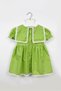 Polka Dot Pistachio Green Lace Detailed Square Cotton Casual Baby Girl Dress - 4