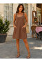 Natural Elegance-Women's Strappy Button Detailed Pocketed Summer Sandy Dress - 2