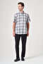 Gray Buttoned Collar Short Sleeve Pocketed Comfort Fit 100% Cotton Shirt 1004260230 - 2