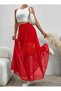 Tulle Long Flared Skirt with Mini Skirt Detail Inside