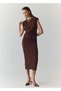 Drape midi elbise - 2